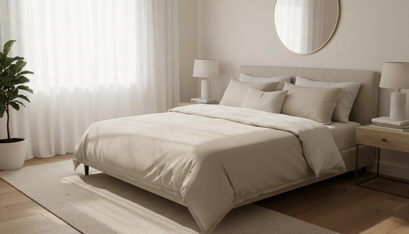 Clean, sunlit bedroom